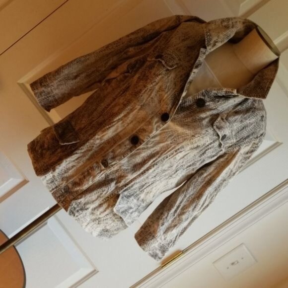 Chico's Linen Jacket Coat Blazer Snakeskin WOMAN'S Women's Size 3 Extra LARGE 16 - Picture 7 of 8